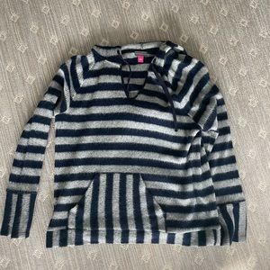 Vince Camuto Hooded V Neck Sweater